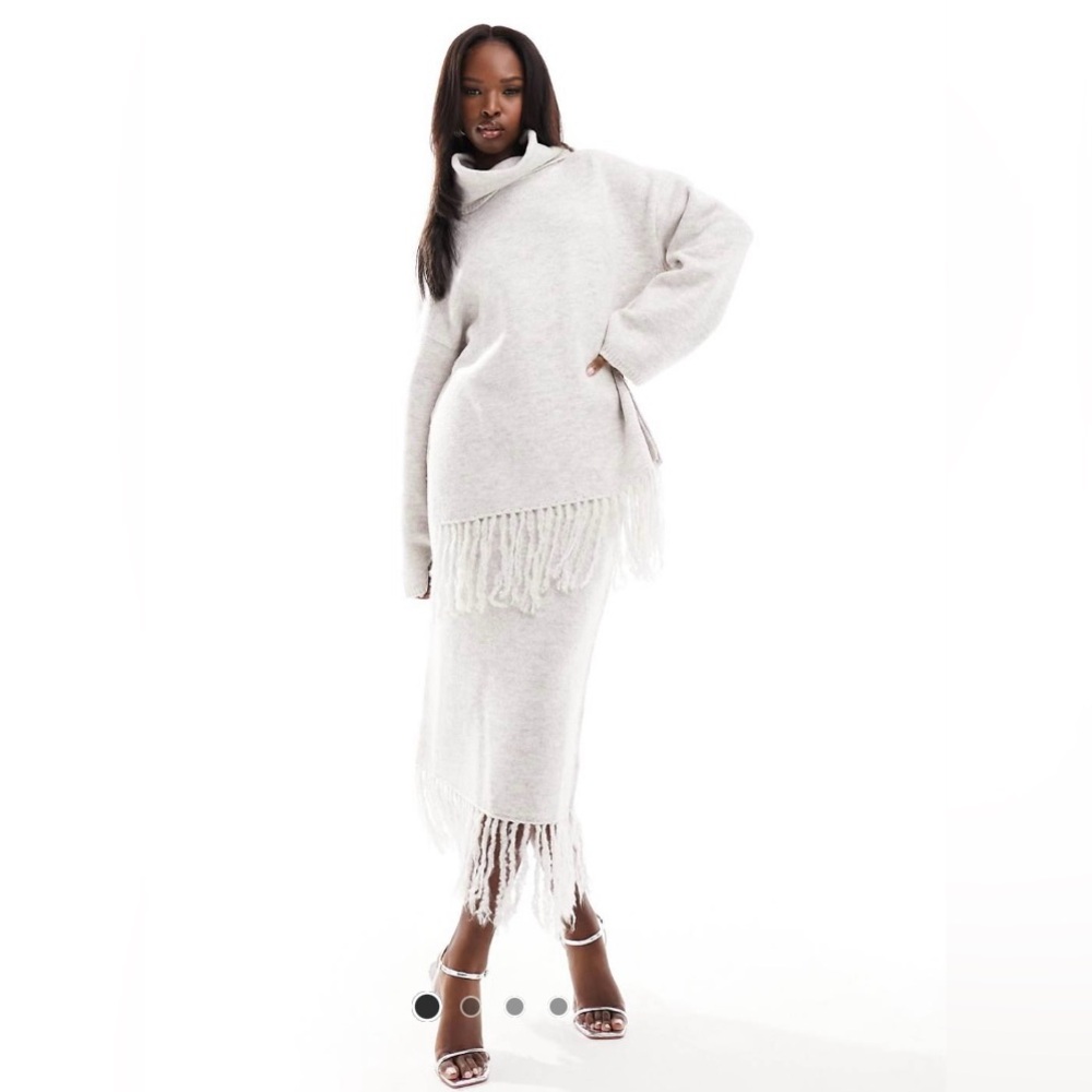 NA-KD  Knitted Fringe Detail Midi Skirt